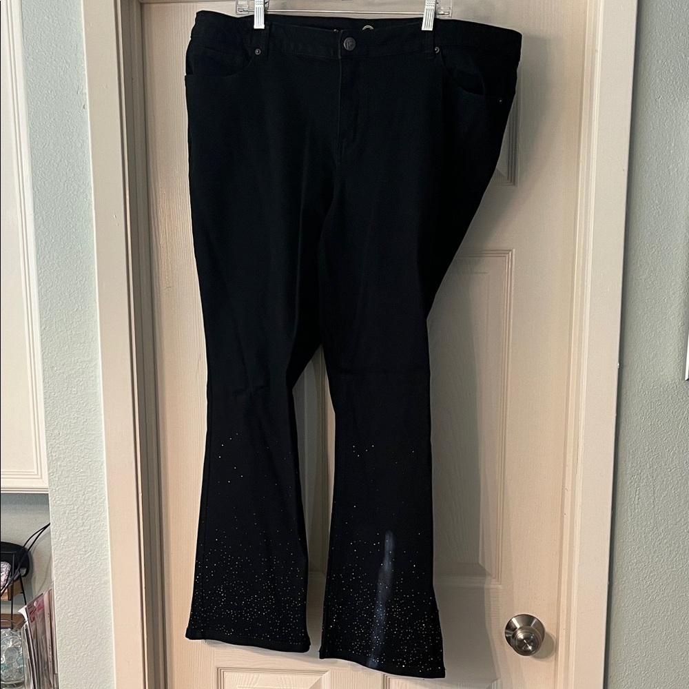 Elegant Black Flare Pants with Sparkle Accents